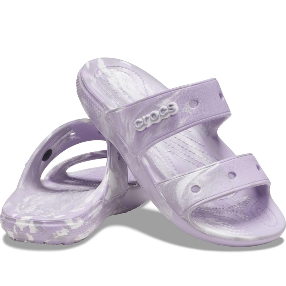 NWT Crocs Unisex-Adult Classic Tie Dye Two-Strap Sandals Slide Women’s Size 7
